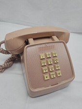 Vintage GTE Automatic Electric Push Button Desk Telephone - Beige Untested 