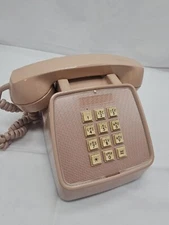 Vintage GTE Automatic Electric Push Button Desk Telephone - Beige (Untested)