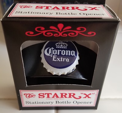 CORONA Extra STARR Wall Mount Black BOTTLE OPENER Bar Stationary Popper Beer Cap