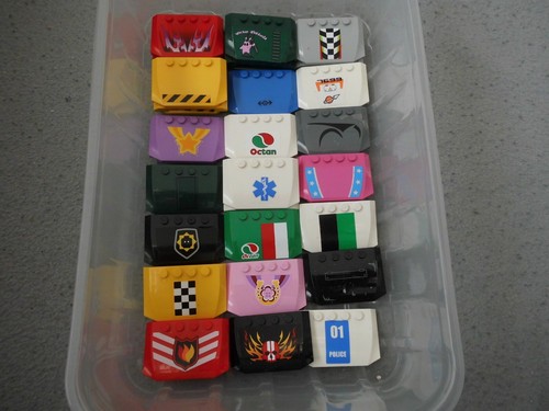 21x Lego Autodach 6x4 / 4x6 abgerundet Motorhaube Autoteile Aufklebern bedruckt