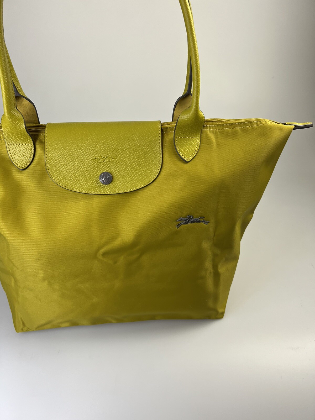 LONGCHAMP Le Pliage In Yellow Mustard Colour Large Long Handle Nylon