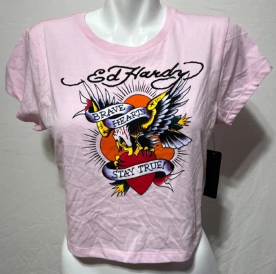 Ed Hardy XL Junior Girls Pink Medium Women's Shirt Eagle Print New NWT - Image 1 of 4