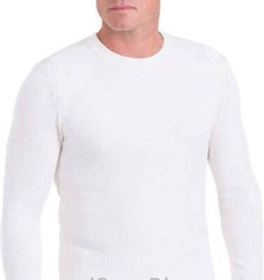 3 PACK Fruit Of The Loom Men WHITE Thermal Waffle Crew Top Size