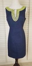 Lilly Pulitzer Blaire Shift Navy with Limoncello Beading EUC Sz 4