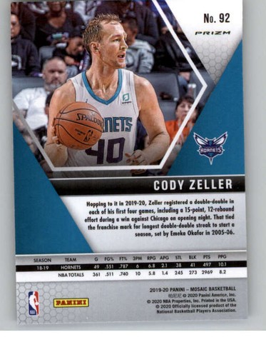 2019-20 Panini Mosaic Mosaic Pink Camo #92 Cody Zeller (ref 136227) - Picture 2 of 2