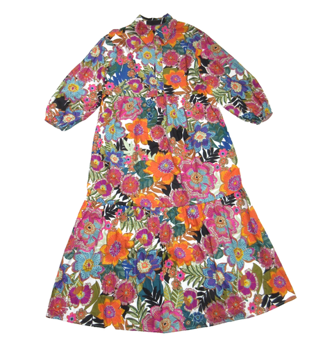 NWT Anthropologie Maeve The Bettina in Orange Floral Cotton Shirt Dress XXS - Picture 2 of 9