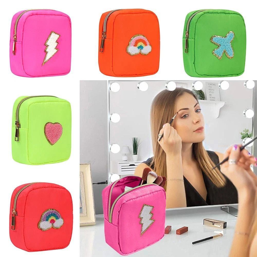 Zipper Makeup Bag Towel Embroidered Cosmetic Bag Wash Small