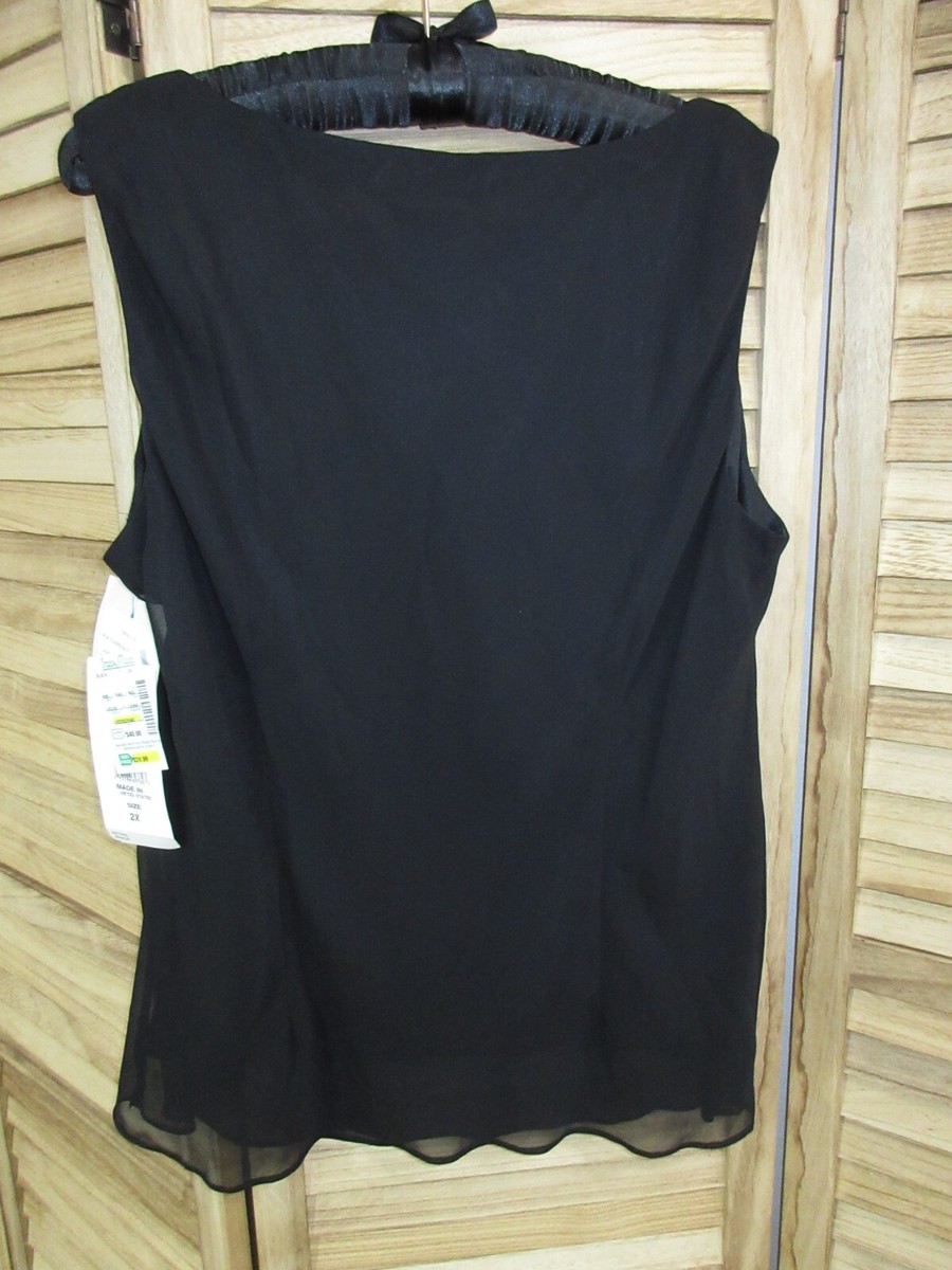 トップス MsK MSK Women Black Chiffon Sleeveless Lined Top SZ 2X NWT | eBay