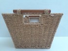 Seagrass Wicker Storage Basket with Wooden Handles 11.5 x 11 in