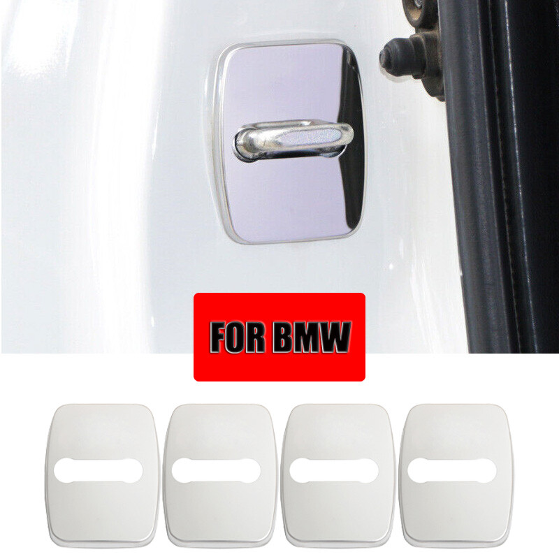Silver Stainless Steel Car Door Striker Cover Lock Buckle Cap For BMW 1