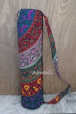 New Indian Handmade Multi Color Mandala Yoga Mat Carrier Bag with Shoulder Strap