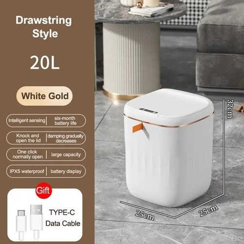 Smart Bathroom Trash Can Automatic Bagging Electronic Trash White Touchless 15L - Picture 6 of 6