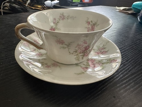 Theodore Haviland Limoge France Tea Cup and Saucer (Pink Flowers) - Picture 3 of 7