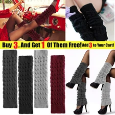 Women Leg Warm Crochet Knit Ribbed Knee High Solid Winter Boot Wool Sock Long US