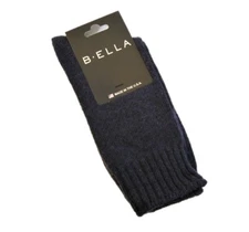 B. Ella Ladies Wool Cashmere Angora Blend Crew Socks Este Navy Blue - NEW