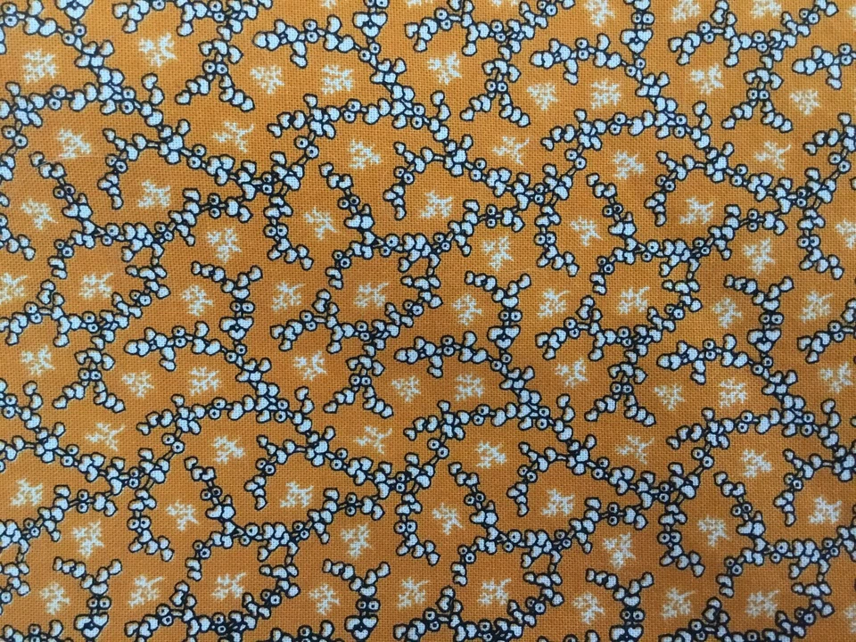 "COLONIAL PRINTS II" SARA MORGAN naranja, negro blanco TELAS BLUE HILL media yarda Foto 4 de 4