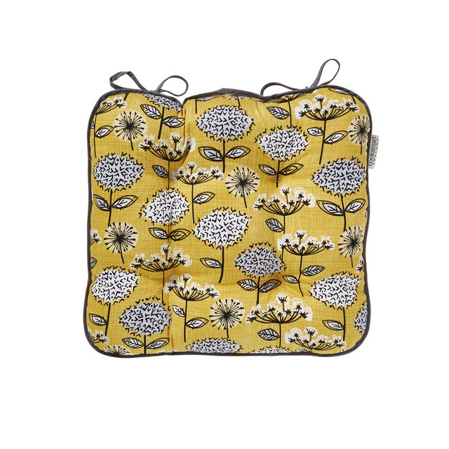 Pillow Perfect Gray And Greenish Yellow Damask 19 X 19 In Chair Cushion