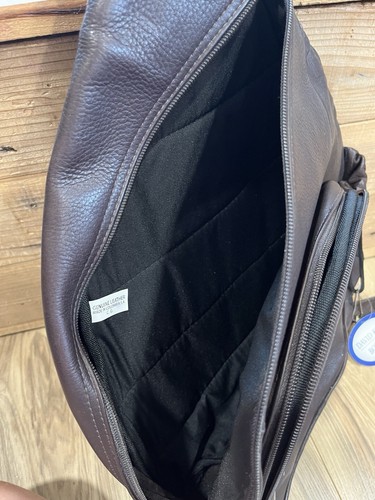 NEW David King Boston Men’s Crossbody Sling Bag Brown Leather - Picture 9 of 12