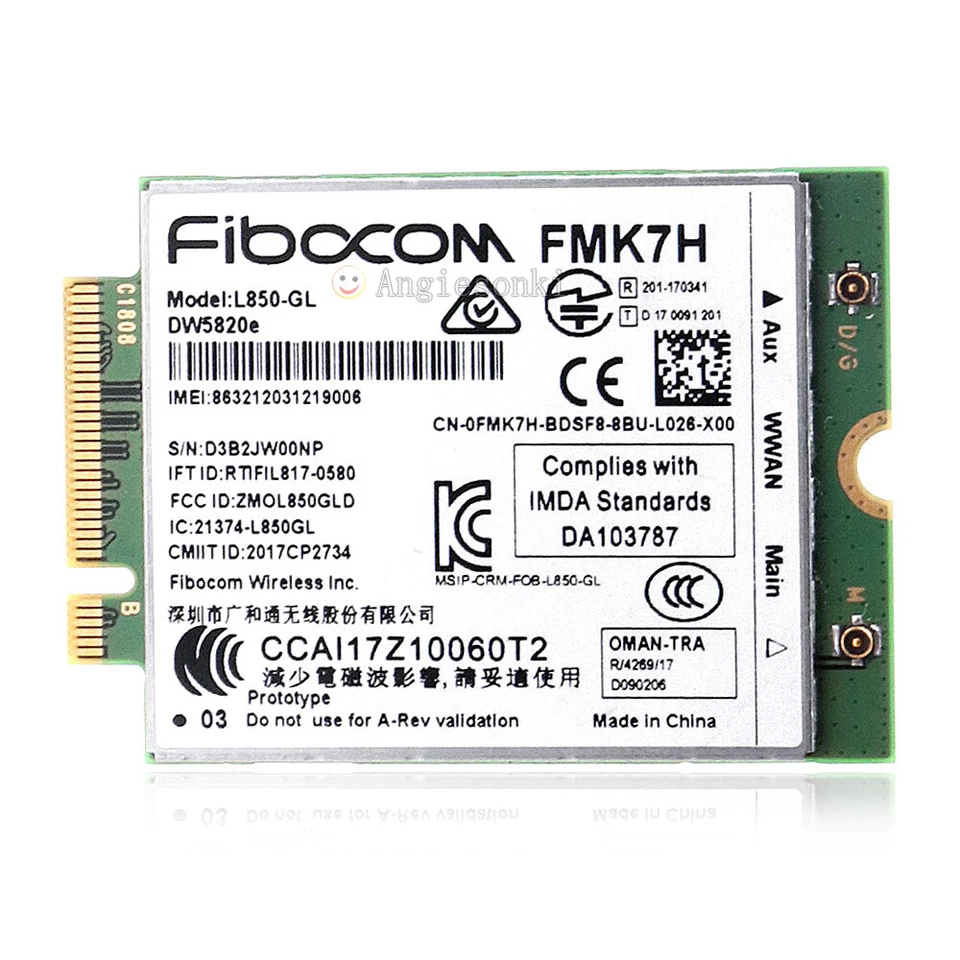 Dell DW5820e Fibocom L850-GL LTE/WCDMA 4G WWAN Card Module 284DC/XRDYX/RJH88/FMK - Image 2 of 4
