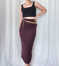 BROWN SUGAR Vintage Maroon Midi Pencil Skirt Size 10 (Best fits size 8)