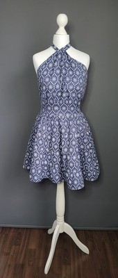 Minikleid Sommerkleid Blau Weiß geblümt Neu Gr. 38, 40