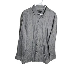 John Varvatos Shirt Men's 17 34/35 Slim Fit Striped Button Up Collared Gray