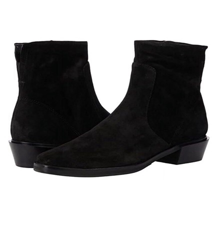 NWOB Franco Sarto A-Yeni Black Suede Stacked Heel Ankle Boots $170 size 6 - Picture 2 of 13