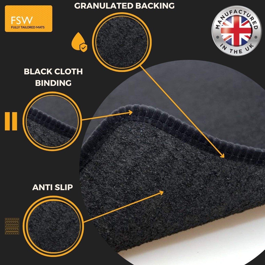 DB Bespoke - Tailored Car Mats - Compatible With Mazda 3 2009-2013 - Black Carpet - Non-Slip Carpet Mat - 4 Pc Complete Car Floor Mats With No Clips - Black - View #2
