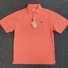 Men's Donald Ross CB Golf Short Sleeve Polo Shirt Solid Dark Peach Medium