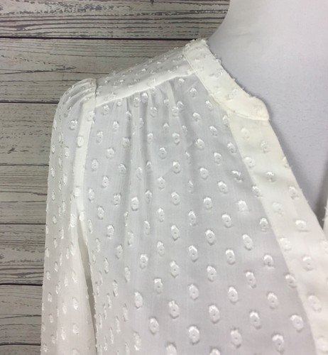 Banana Republic White V-Neck Swiss Dot Sheer Button Front Top Blouse PXS NWT - Picture 3 of 8