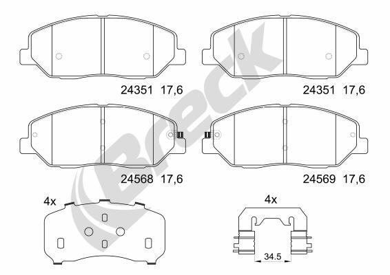 Breck BremsbeläGe BremsklöTze Vorne FüR KIA Sorento II XM 2.2 Crdi 4WD-image