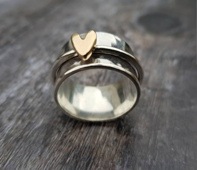 Lovely Heart 925 Sterling Silver Spinner Ring Handmade Jewelry Women Gift A-616