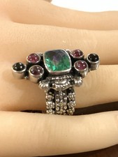 Sterling Silver Ring 12 Grams Size 9 multi Stone