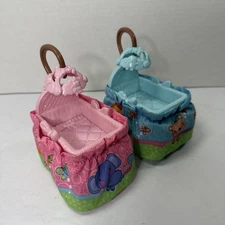 Fisher Price Loving Family Twin Baby Boy Girl Bassinets Bed Cribs Blue Pink 2007