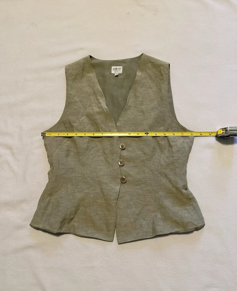 Chaleco Chaleco a Medida Armani Collezioni Italia Verde Caqui Lino Talla 6 Foto 4 de 4
