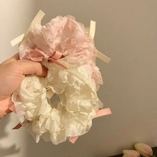 1pcs Korean Women Lace Hair Bands Women Girls Simple Bow Ribbon Hair Scrunchies