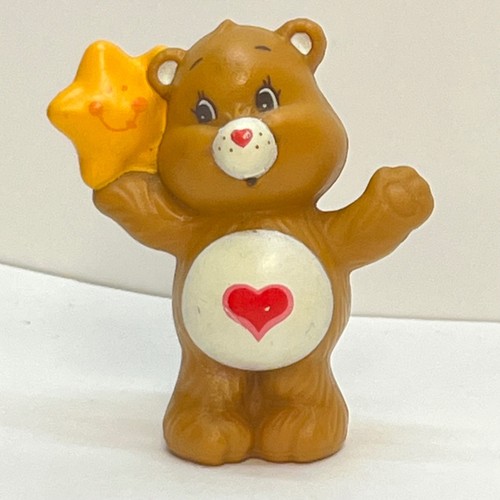 Vintage 1984 Care Bears Tenderheart Bear PVC Mini Figure Brown with Star 2 Inch