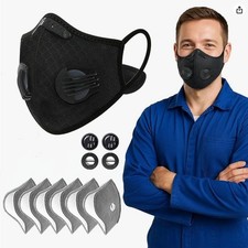 2x Face Mask Breathing Valves W/ Active Carbon Filter Reusable Cycling Sports