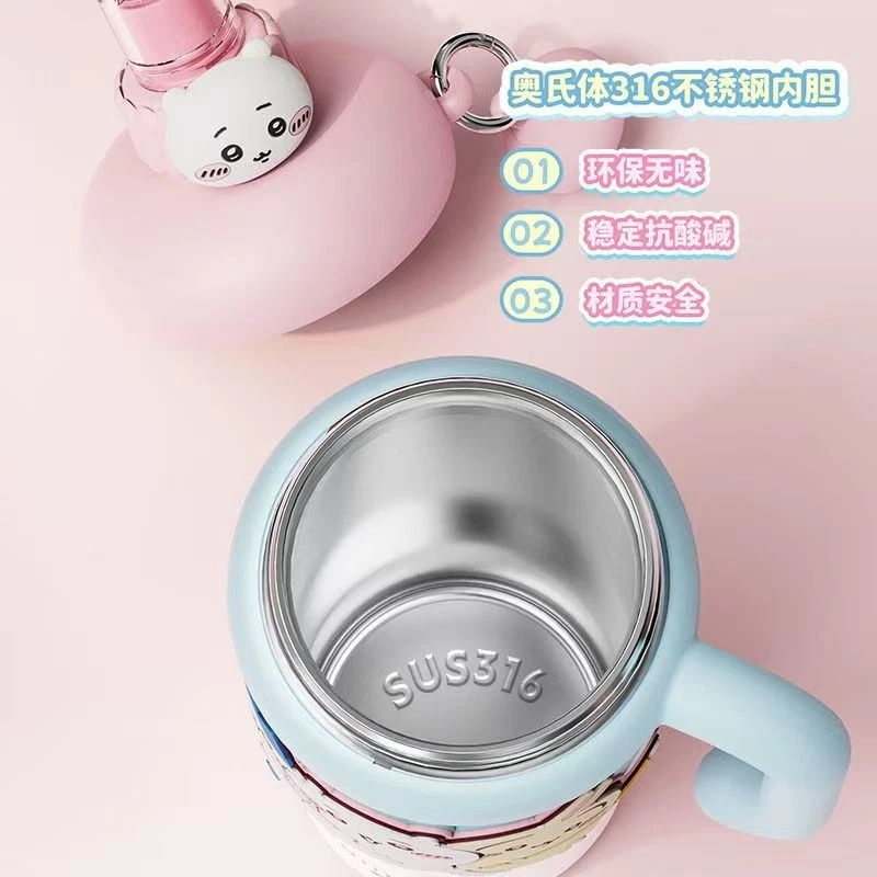 Chiikawa изолированная чашка большой емкости новый солома 316 воды чашка милый чашка-960 мл - Изображение 3 из 4