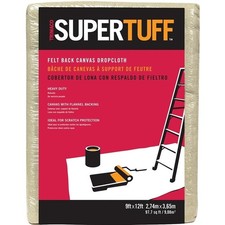 Trimaco SUPERTUFF FB1 Drop Cloth with Flannel Backing, 12 ft L, 9 ft W, Canvas