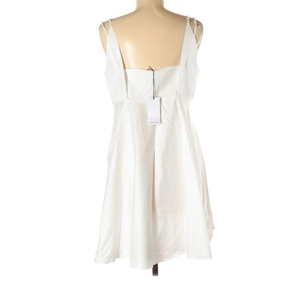 NEW CARVEN White Cotton Sundress 8 Empire Vacation Beach Coastal Minimalist Midi - Image 4 of 4