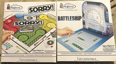 Lot Of 2 Colorforms Mini Board Games Battleship and Sorry!