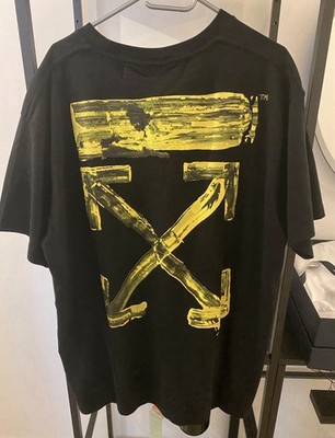 Off-White c/o Virgil Abloh Herren T-Shirt Logo Print schwarz/gelb Gr. M MPN