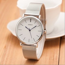 Minimalist Mesh Band Watch Gold Silver Rose Round Dial Quartz
