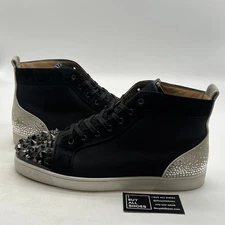 Size 48 - Christian Louboutin LOU MIX Men Crystal Spiked Stud High Top Sneaker