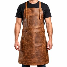 Leather Work Apron with Tool Pockets for Barbers Woodworkers
