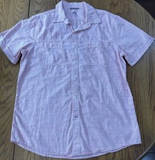 IZOD Saltwater Relaxed Classic Button Pink Striped Shirt Size Large