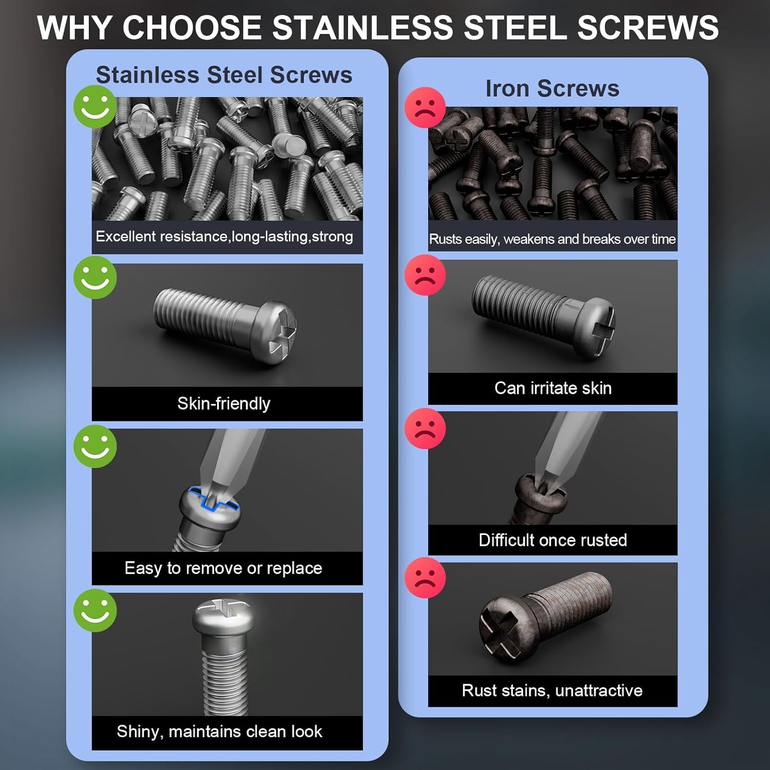 STREBITO Glasses Repair Kit, All-in-One Eyeglass Repair Kit with 16 Sizes of Scr