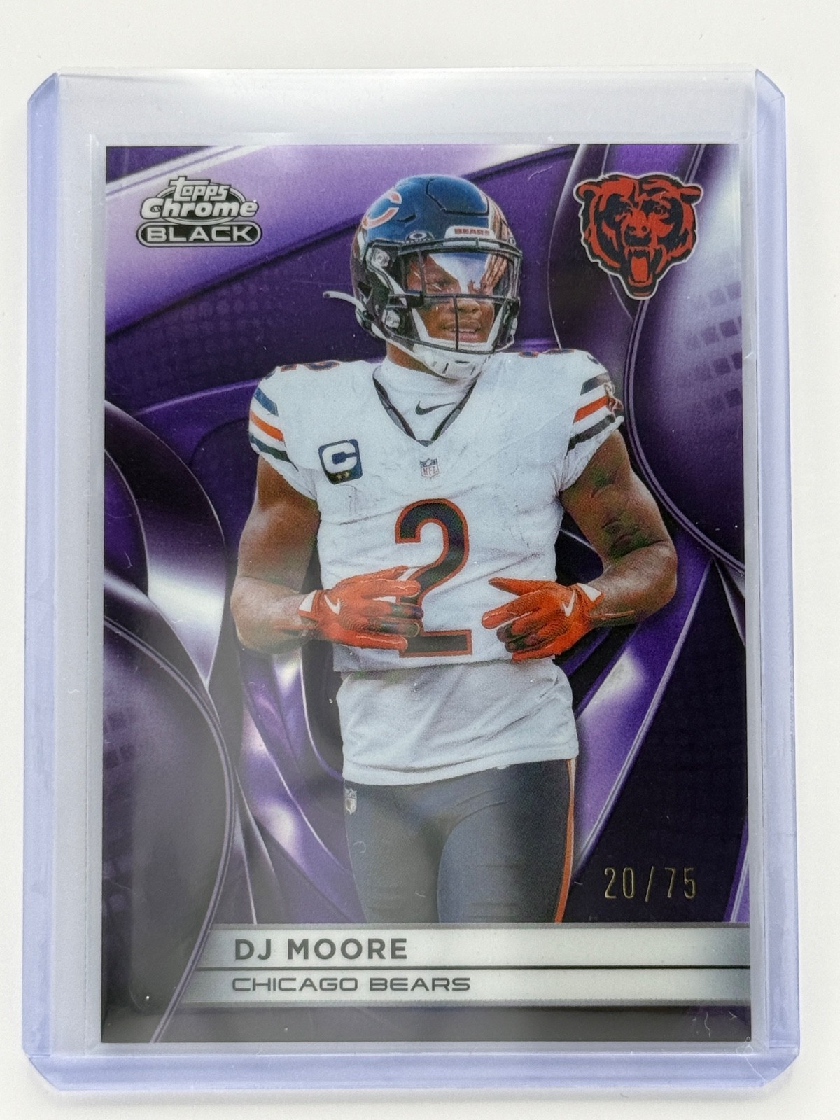 2025 Topps Chrome Black DJ Moore Purple Refractor /75 Bears WR