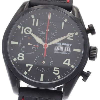 UHR-KRAFT Warcraft Chronograph Day-Date Automatic Black Dial 44mm From Japan